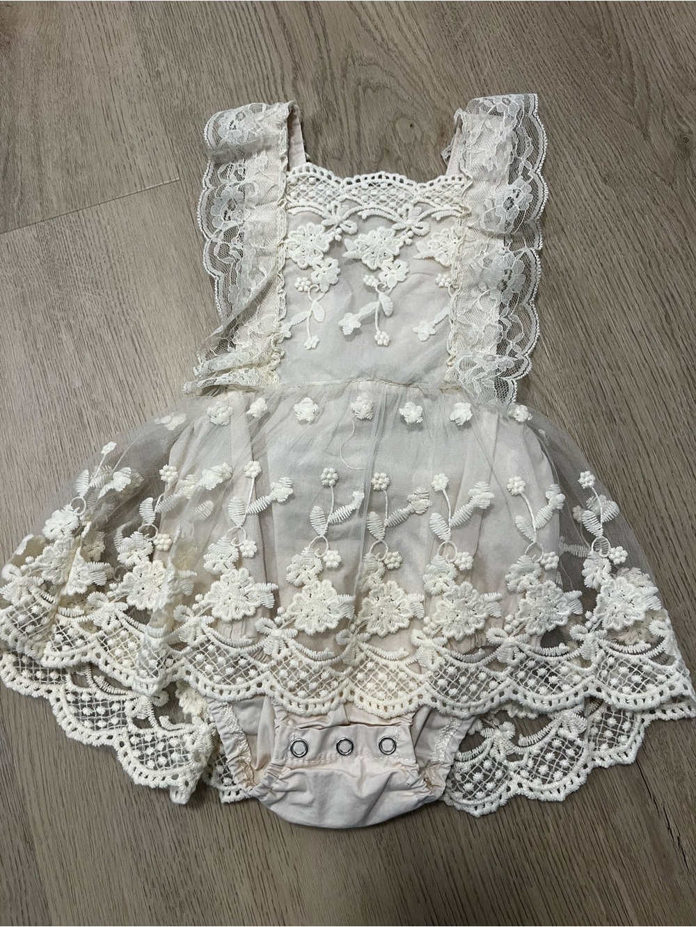 Cream Lace Baby Romper - Flower Girl Romper